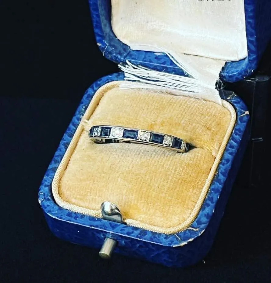 1940s Sapphire and Diamond Full Circle Eternity Band