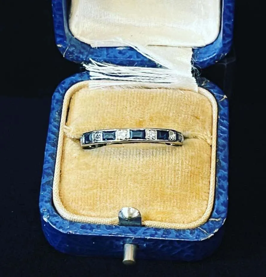 1940s Sapphire and Diamond Full Circle Eternity Band