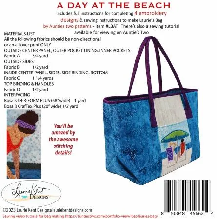 A Day at the Beach Embroidery Pattern USB