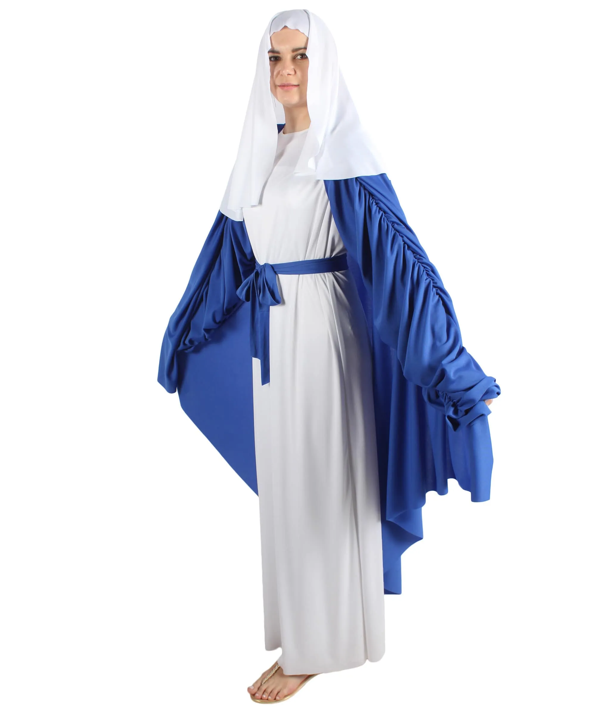 Adult Women’s Virgin Mary White and Blue Robe Costume | Multiple Size Options