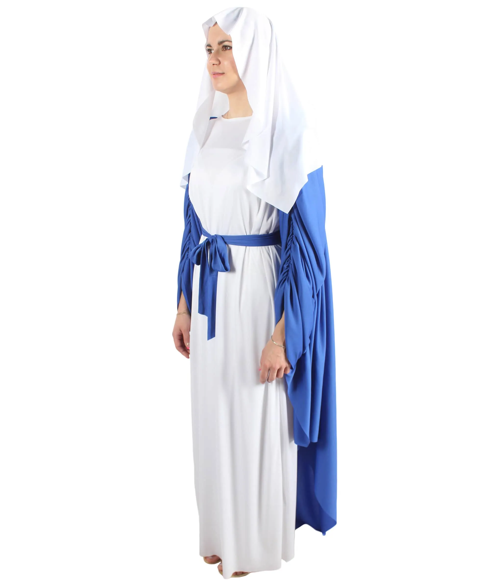 Adult Women’s Virgin Mary White and Blue Robe Costume | Multiple Size Options