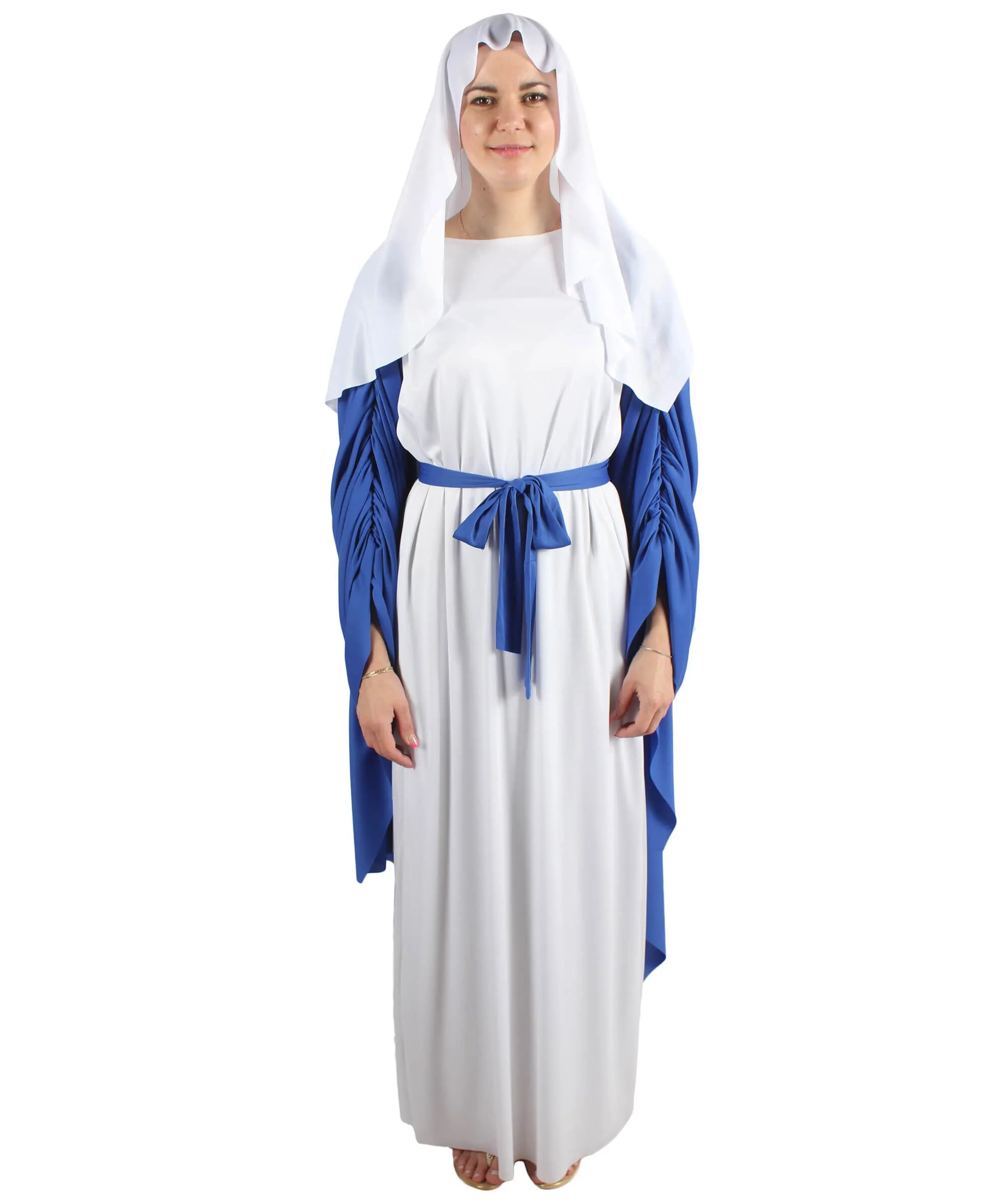 Adult Women’s Virgin Mary White and Blue Robe Costume | Multiple Size Options