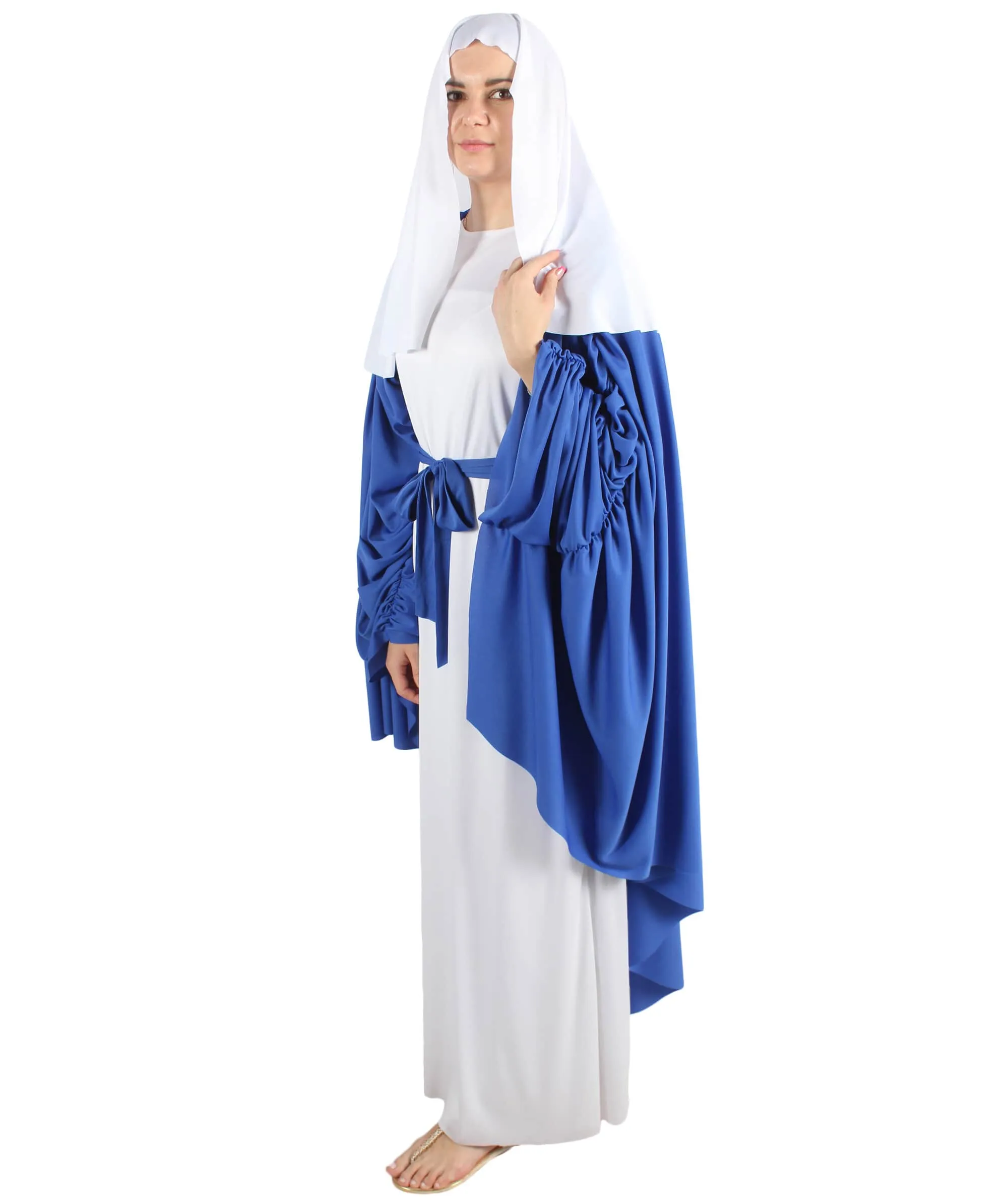 Adult Women’s Virgin Mary White and Blue Robe Costume | Multiple Size Options