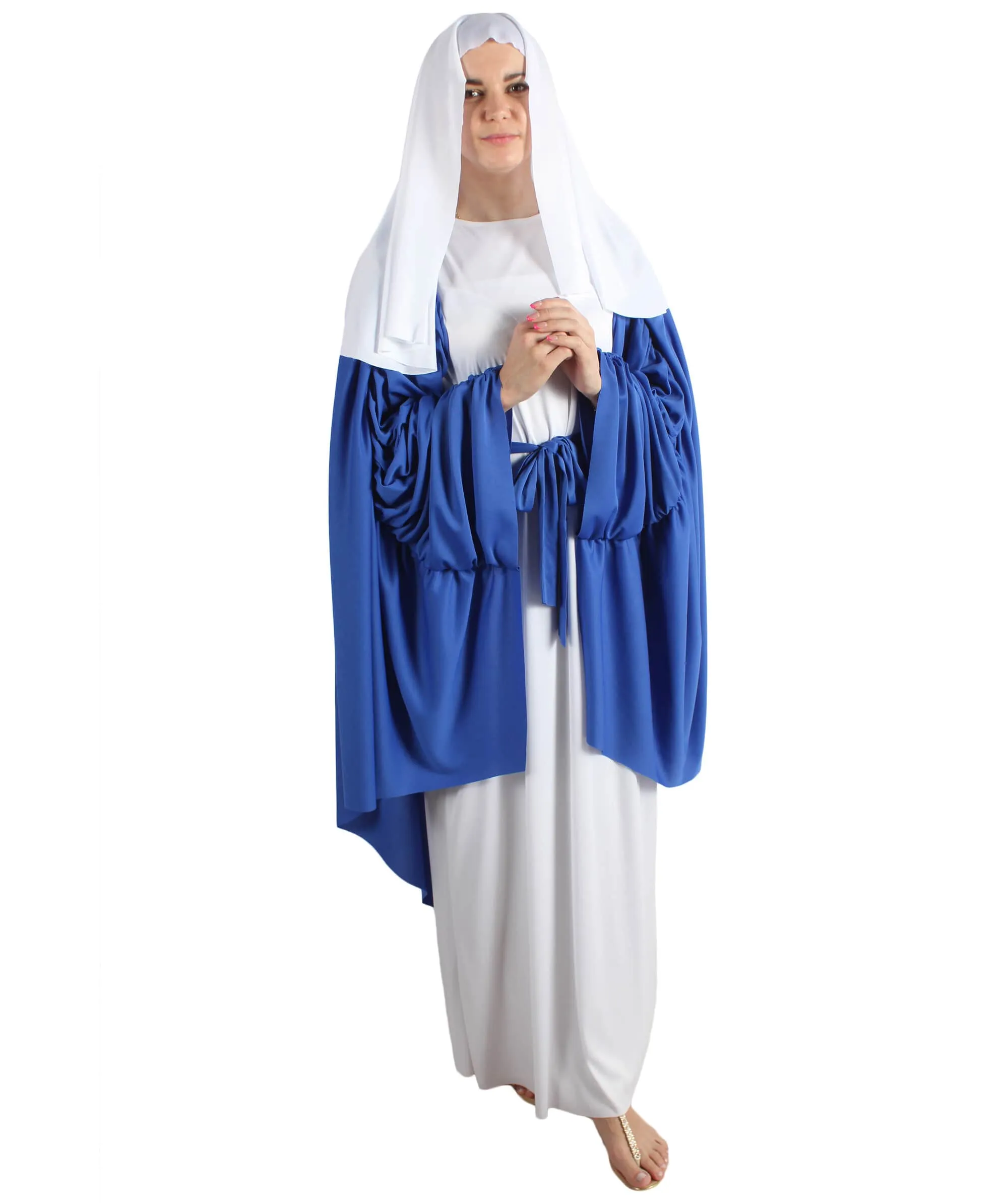 Adult Women’s Virgin Mary White and Blue Robe Costume | Multiple Size Options