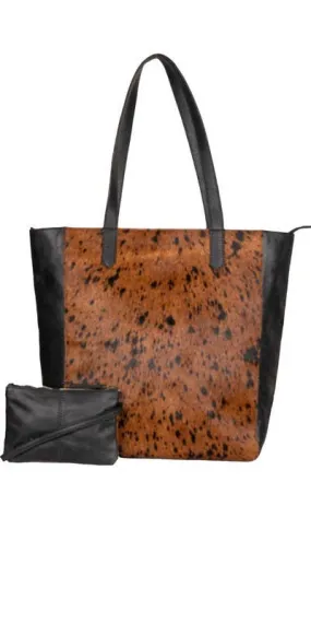 BAILEY GENUINE COWHIDE TOTE, BLACK