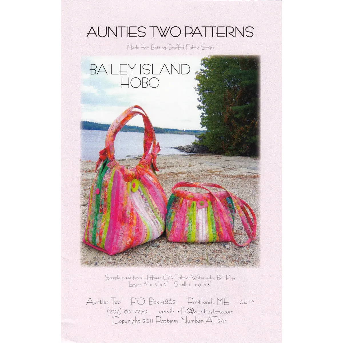 Bailey Island Hobo Bag Pattern, Aunties Two Patterns