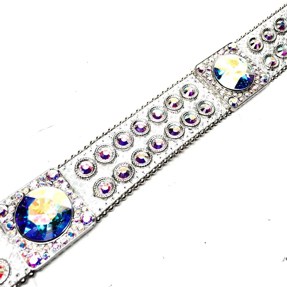 b.b. Simon Big Block White Crystal Belt