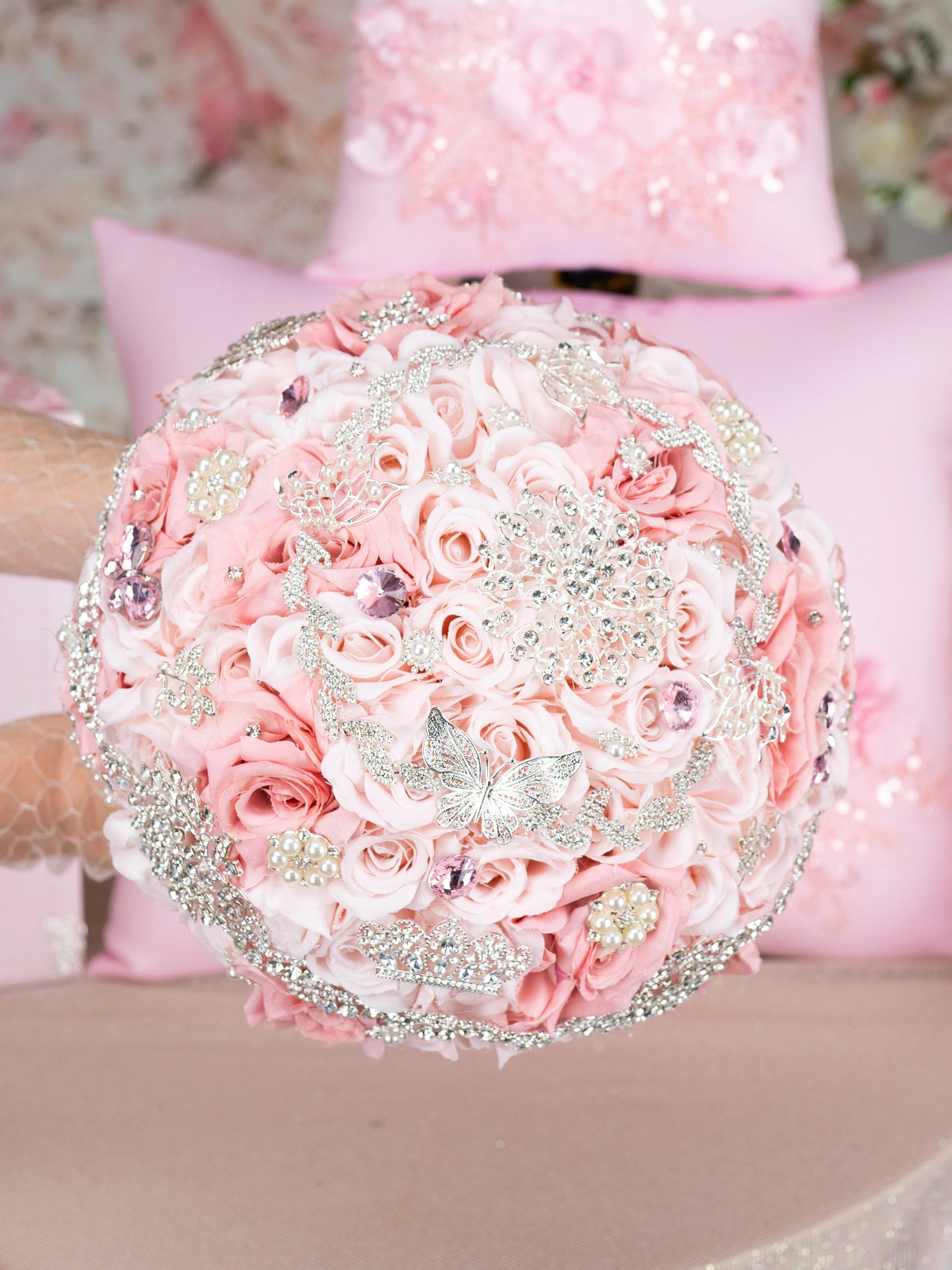 Blush Pink quinceanera bouquet 13 inches