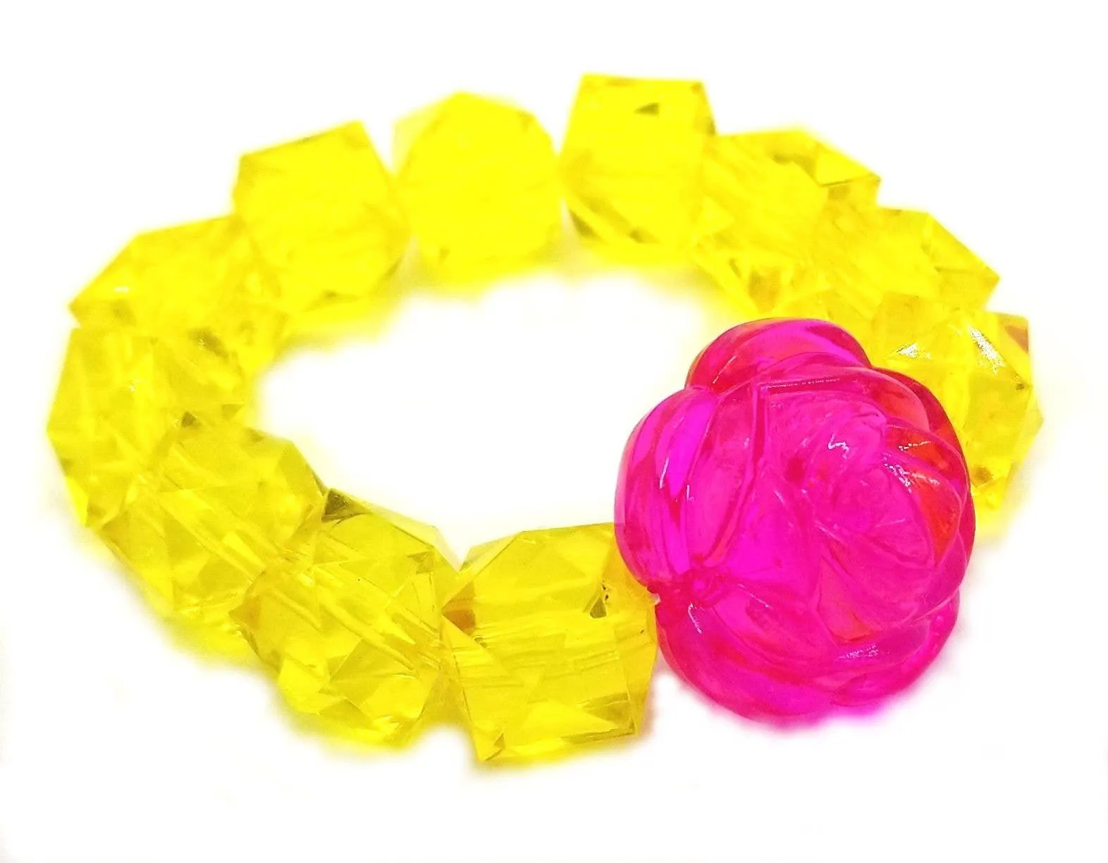 Bracelet | Rock Candy: Rose Flower- Yellow/Hot Pink | Bottleblond Jewels