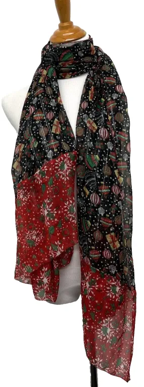 Cejon Festive Printed Oversized Chiffon Scarf