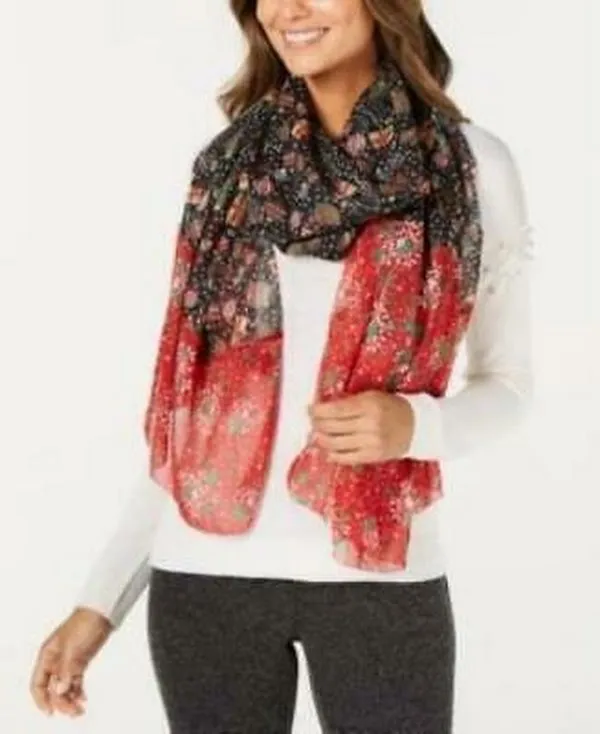 Cejon Festive Printed Oversized Chiffon Scarf