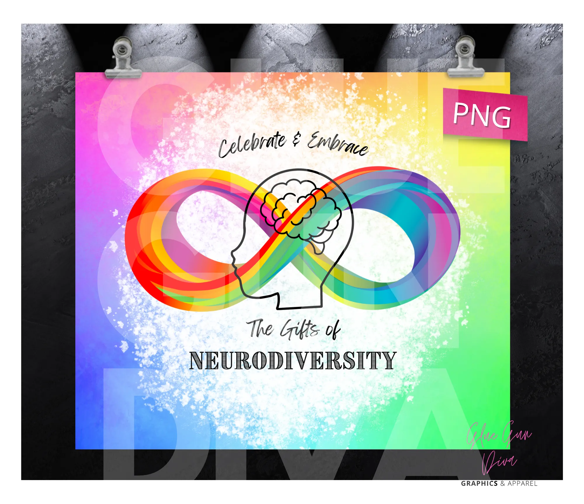 Celebrate and Embrace the Gifts of Neurodiversity -  Digital tumbler wrap for 20 oz skinny straight tumbler