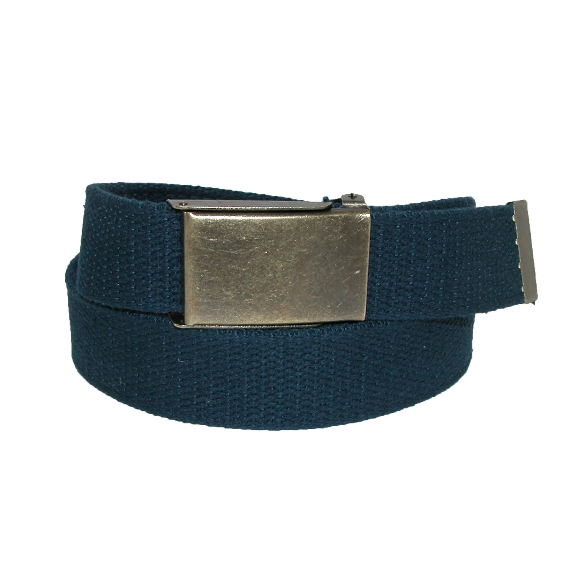 CTM® Men's Fabric Belt with Brass Flip Top Buckle