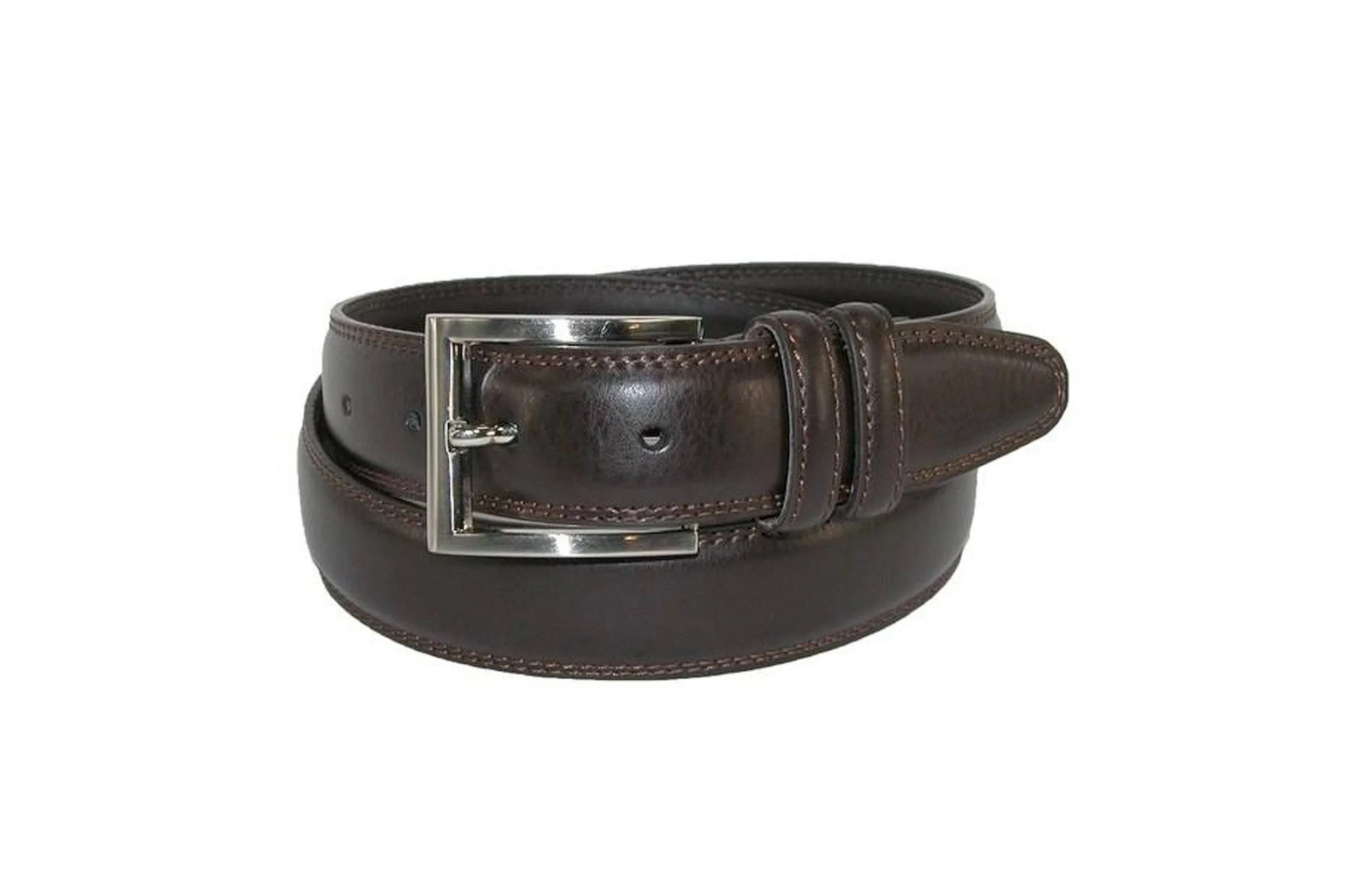 Dark Brown Leather Belt With Double Keeper