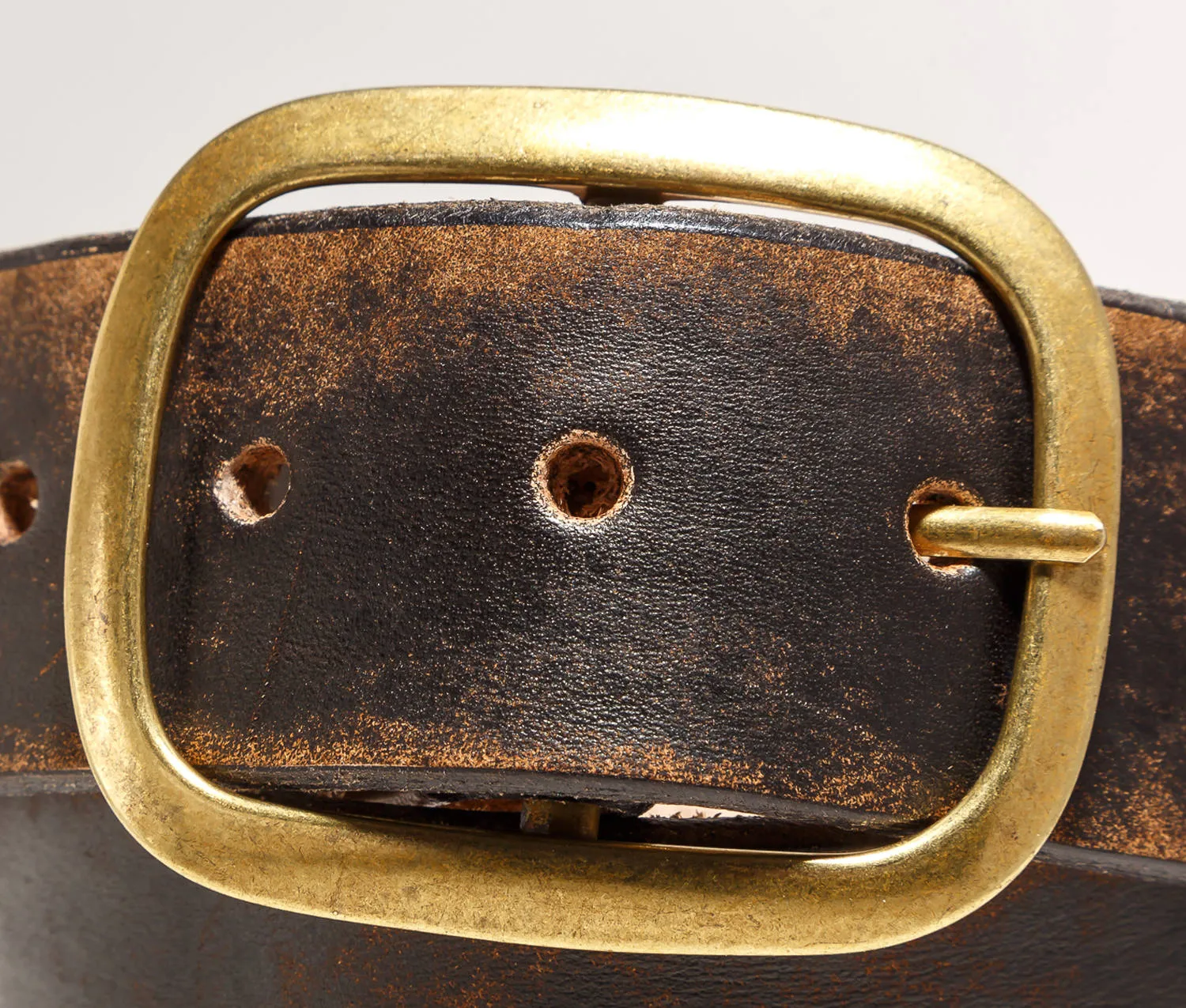 Distressed Red Leather Belt with Antique Brass or Silver Buckle