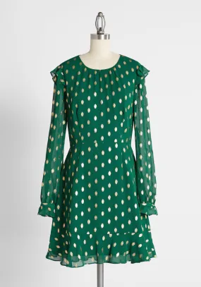 Emerald Confetti Chiffon Mini Dress