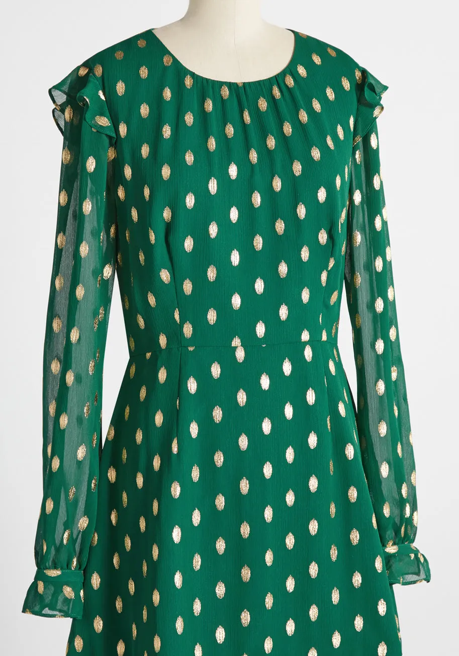 Emerald Confetti Chiffon Mini Dress