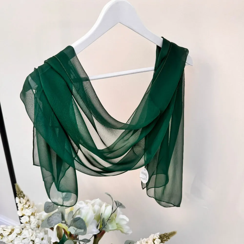 Emerald Green Chiffon Wrap Scarf