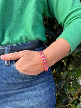 Enamel Bracelet Chevy Hot Pink & Gold