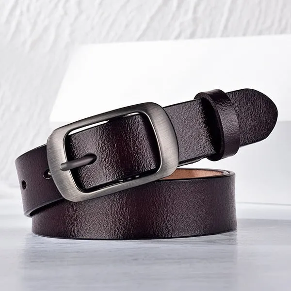 Fashionable Vintage Leather Women's Belt with Ornate Buckle