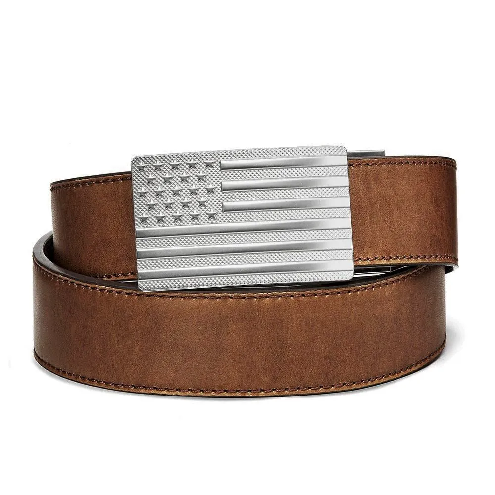 FLAG BUCKLE | BROWN BUFFALO LEATHER GUN BELT