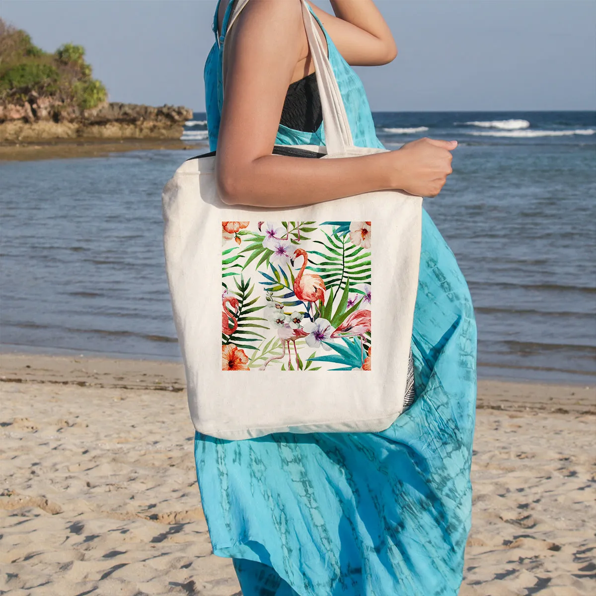 Flamingo Tropics Beach Tote