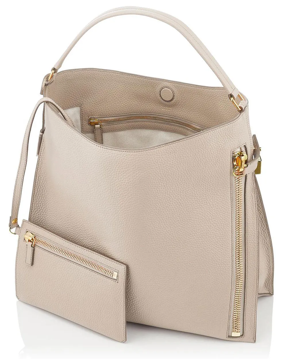 Grain Leather Alix Hobo in Silk Taupe