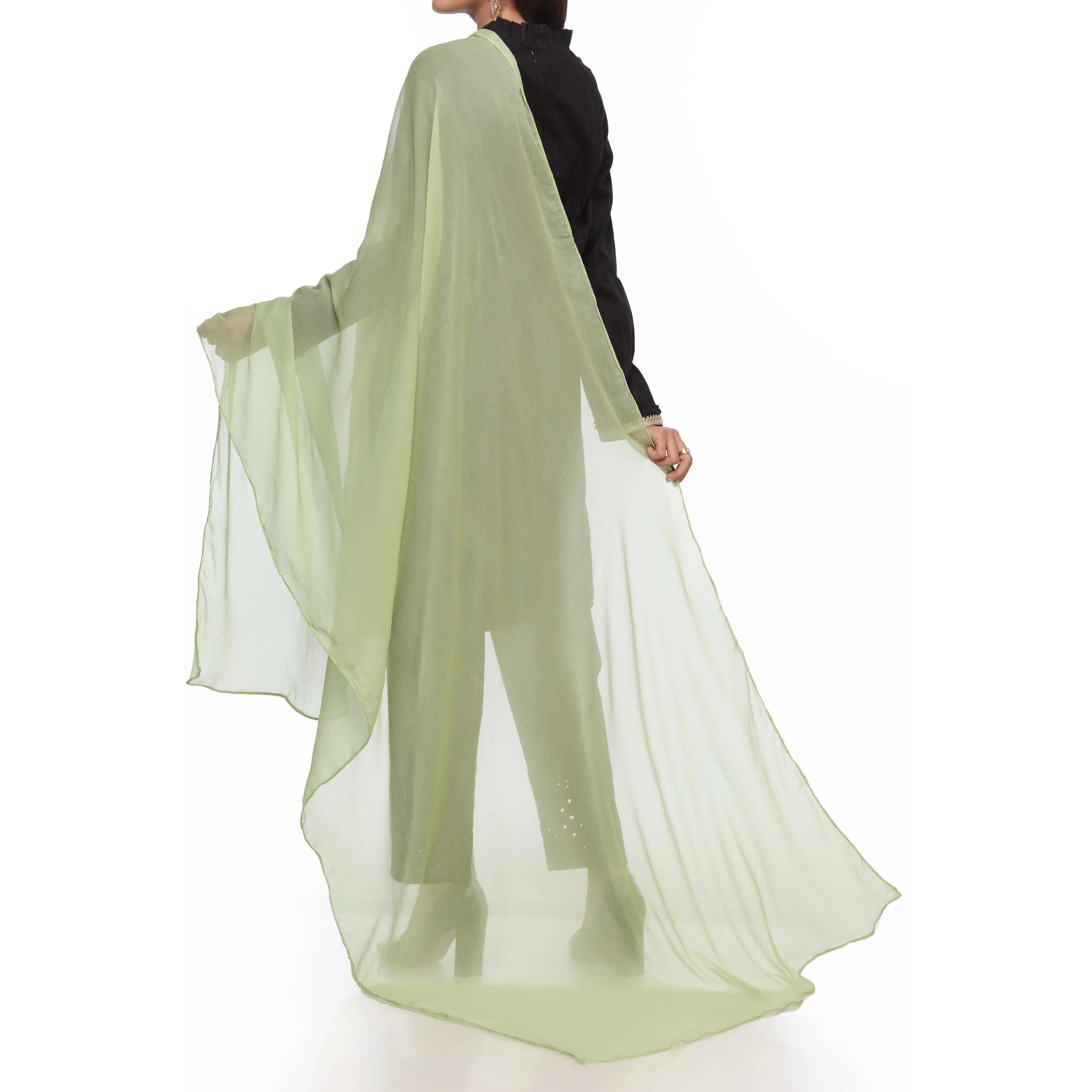 Green Plain Dyed Chiffon Dupatta PS2702