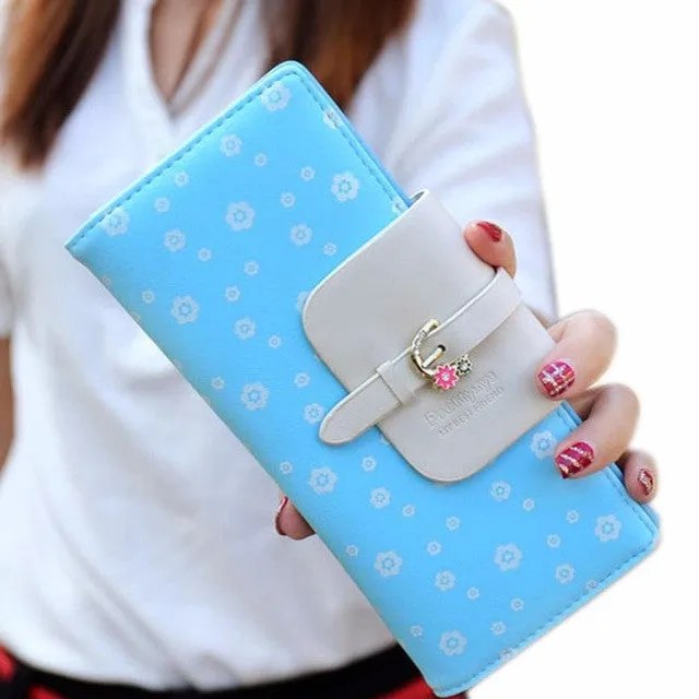 Handbags Women Purse Girl Leather Wallet Long Card Holder Cute Gift Floral Handbag sacoche homme