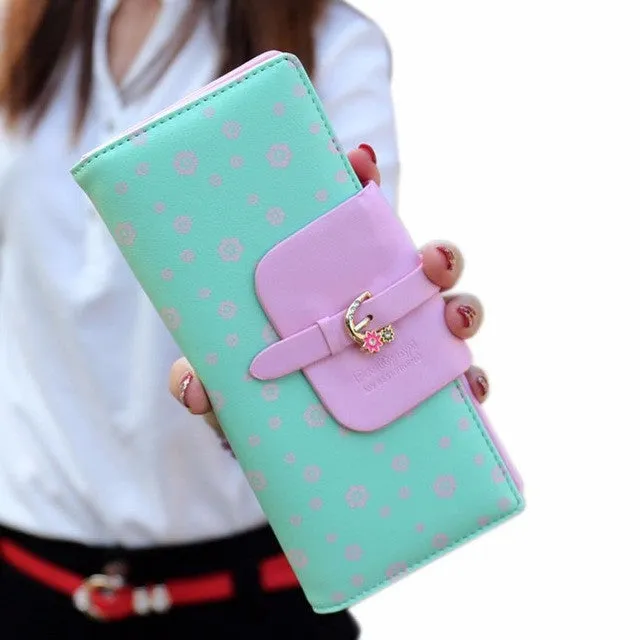 Handbags Women Purse Girl Leather Wallet Long Card Holder Cute Gift Floral Handbag sacoche homme