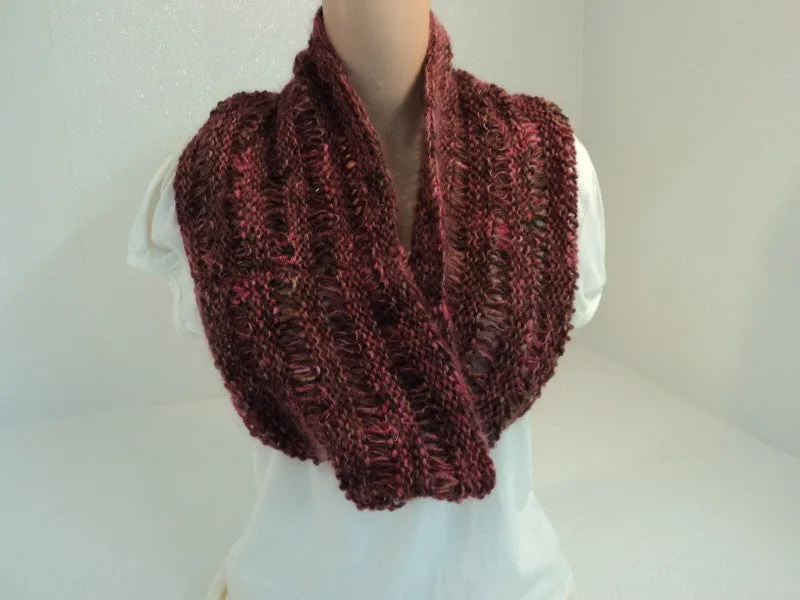 Handcrafted Wrap Cowl Rose Drop Stitch Merino Wool Silk Cashmere Female Adult -- New No Tags