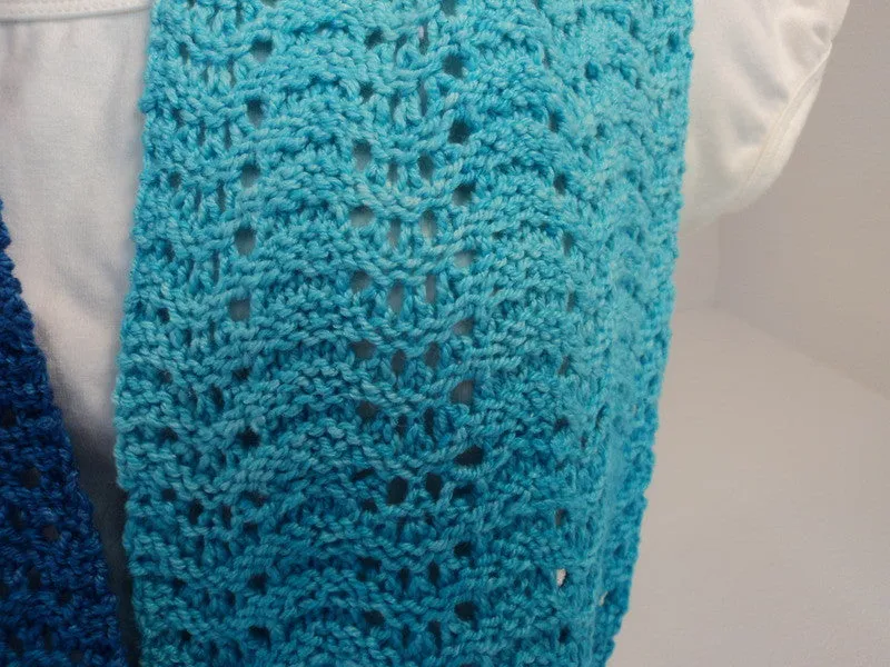 Handcrafted Wrap Cowl Teal Blue Purple Lace Ombre 100% Wool Female Adult -- New No Tags