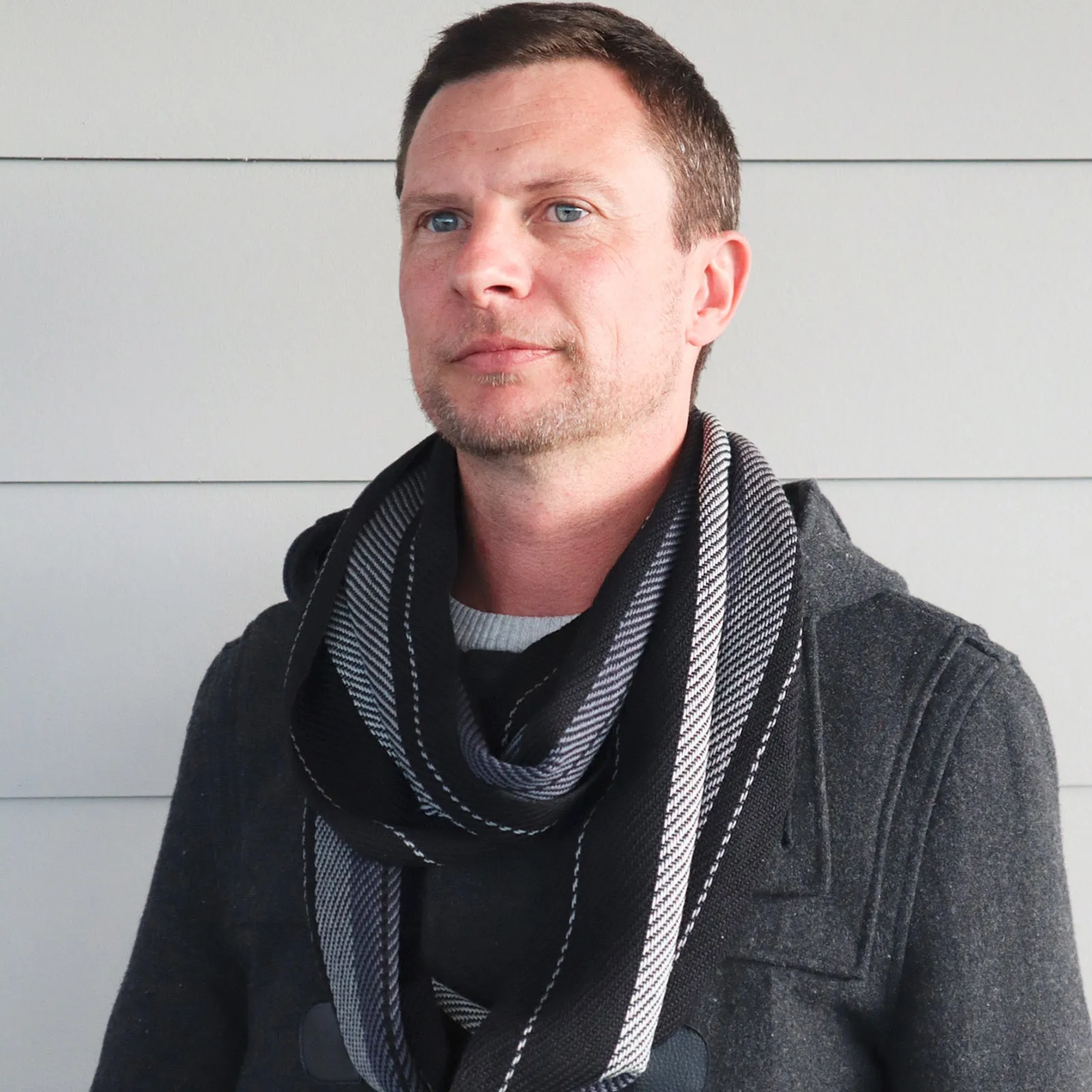 Handwoven Scarf - Dapper - Grey   Black