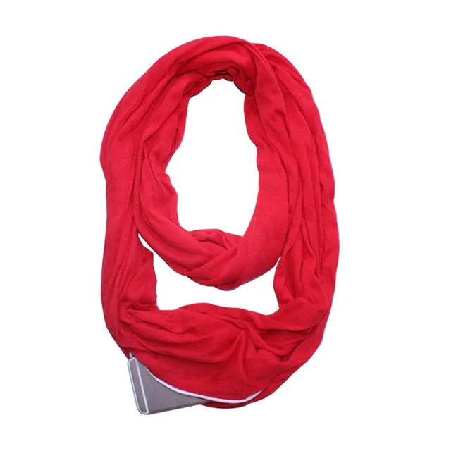 Infinity Scarf with Zippered Pocket Dacron Cloth 12 Colors & Patterns