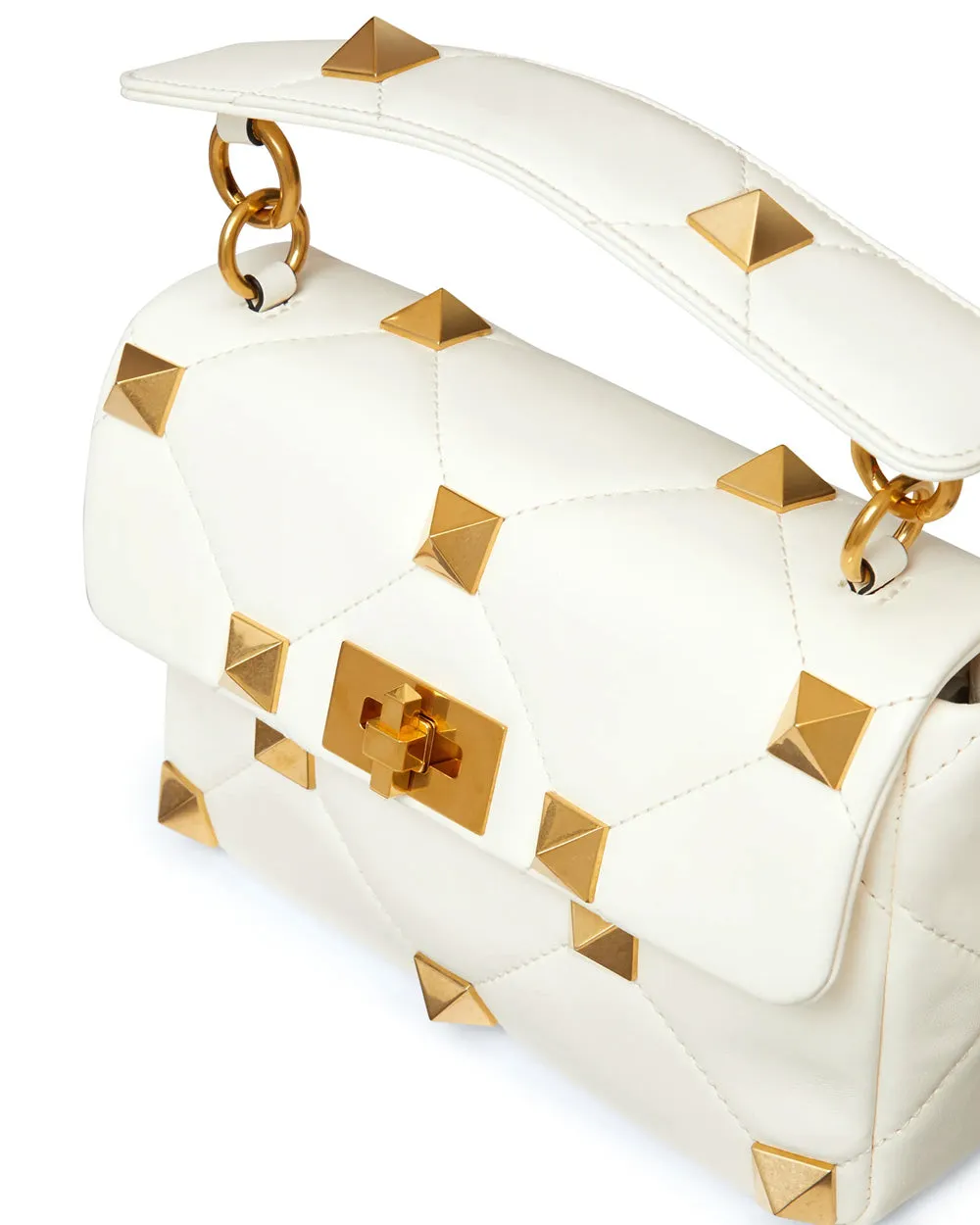 Ivory Roman Stud Padded Shoulder Bag