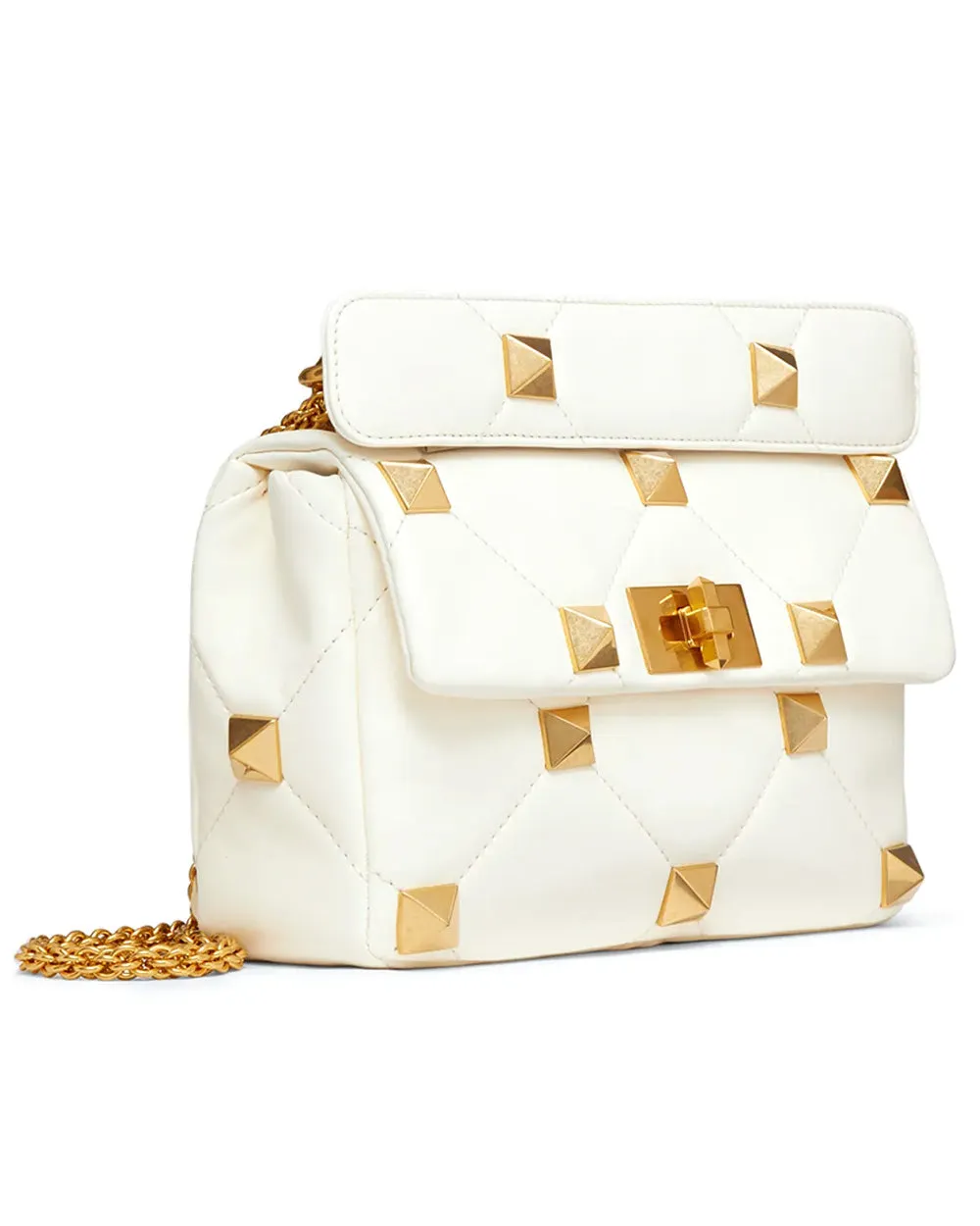 Ivory Roman Stud Padded Shoulder Bag