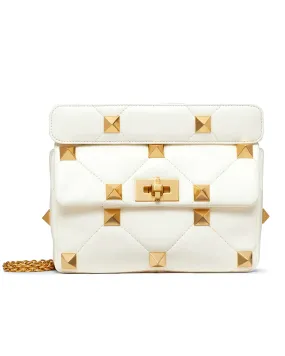 Ivory Roman Stud Padded Shoulder Bag