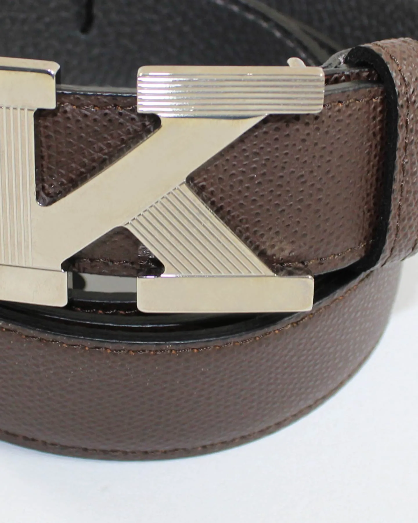 Kiton Belt Brown Grain Leather K Buckle Men Belt 110/ 44 SALE