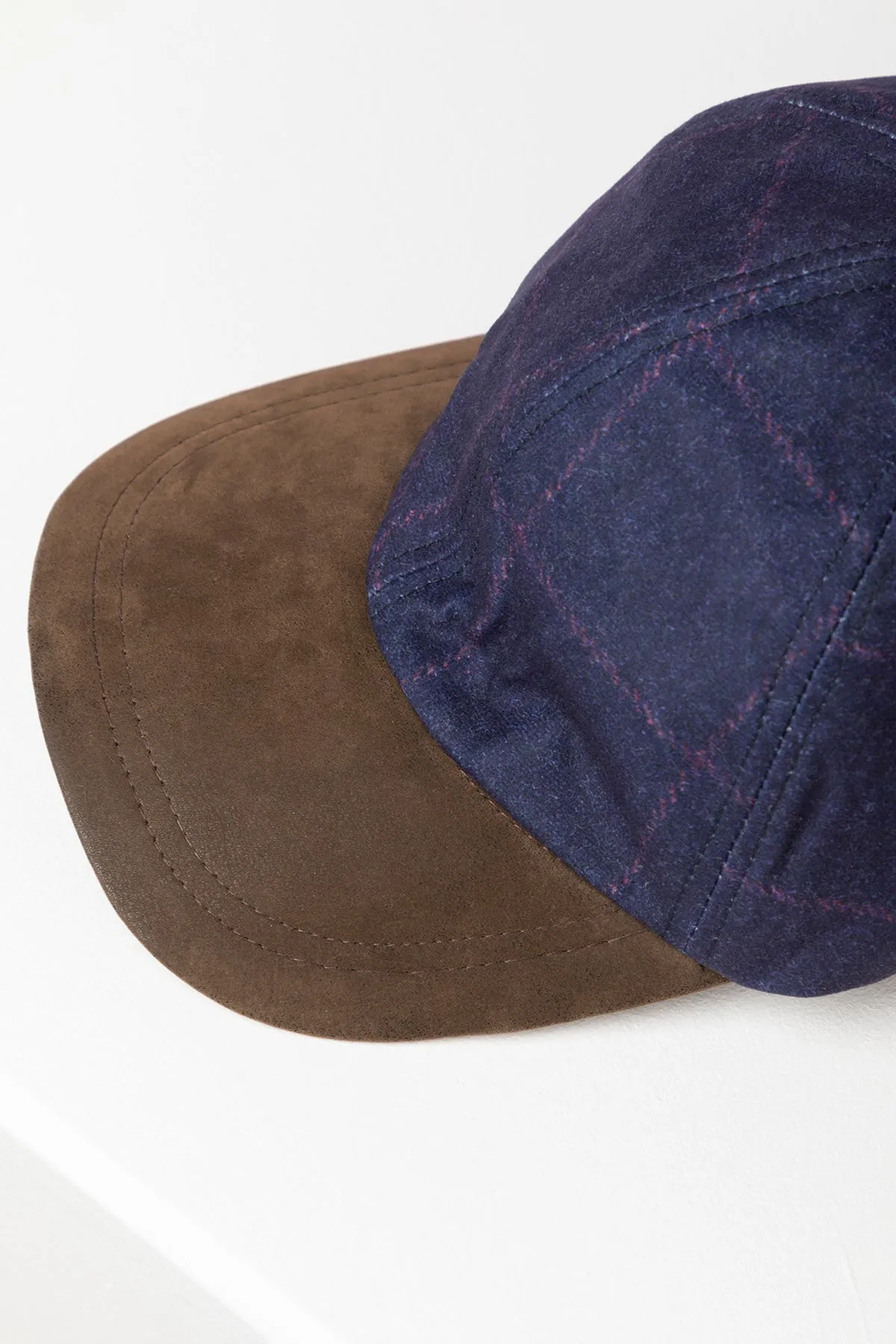 Ladies Tweed Print Baseball Cap with Nubuck Peak - Danby