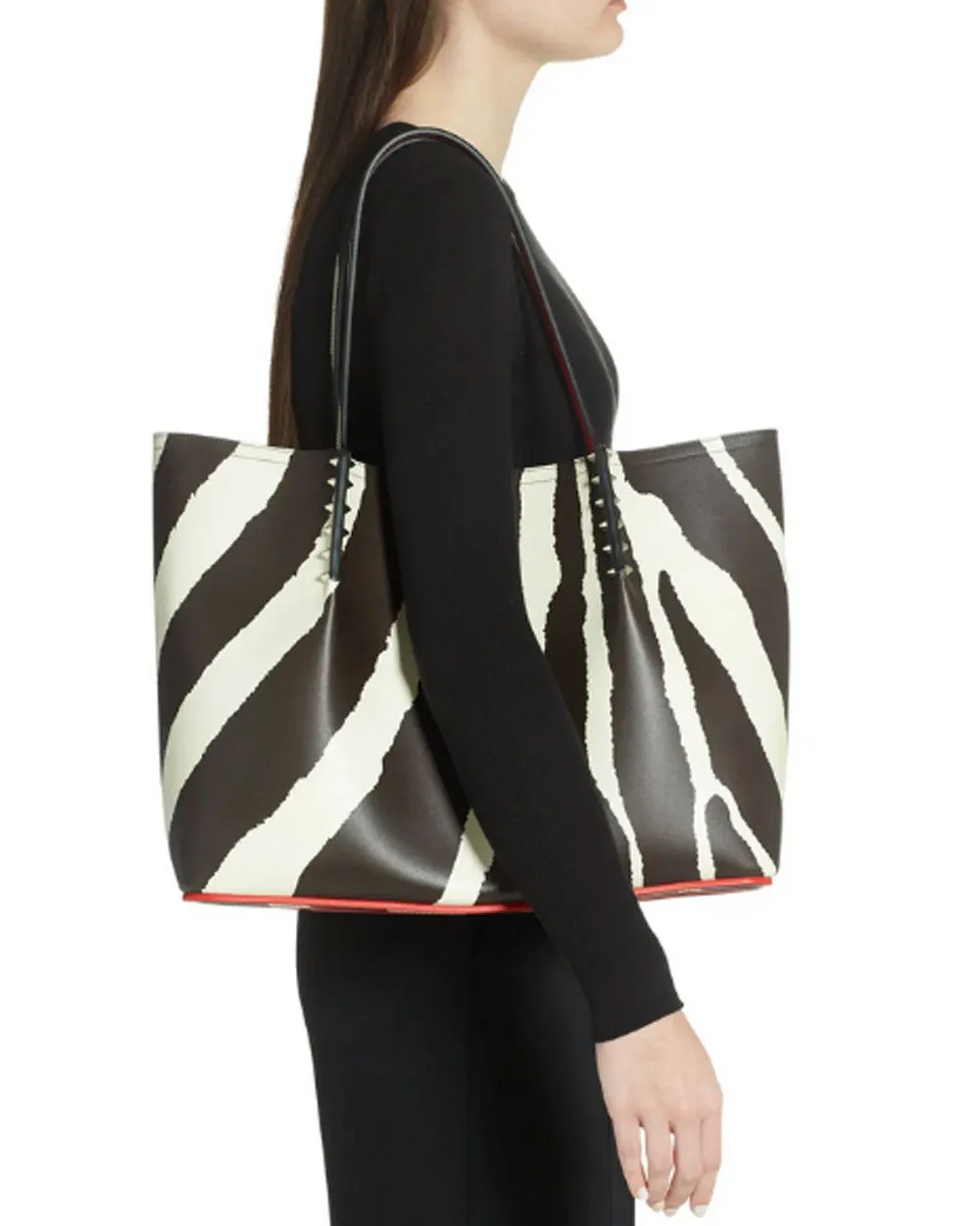 Large Cabarock Zebra Stripe Tote in Dark Brown