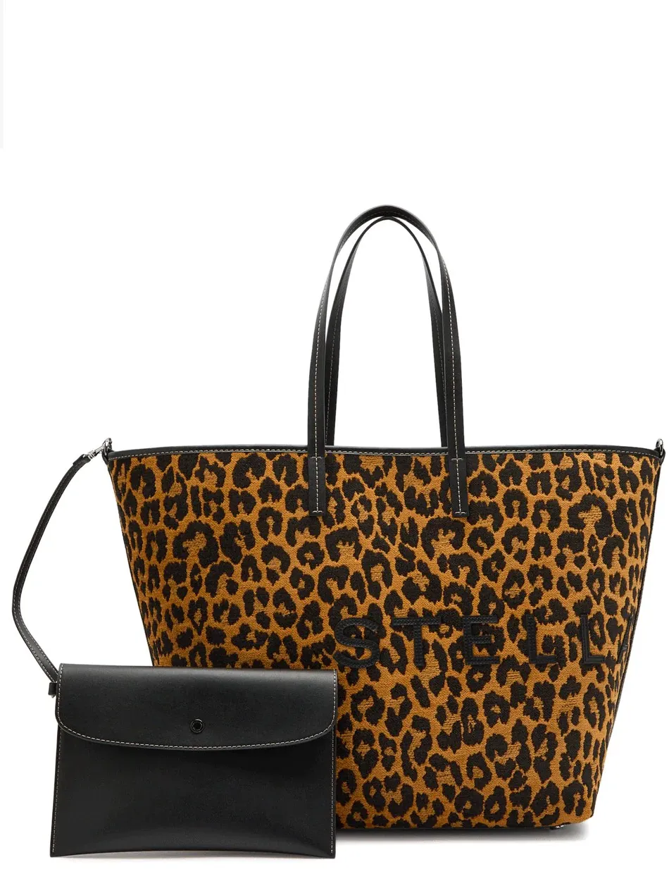 Large Logo Appliqué Jacquard Tote in Leopard