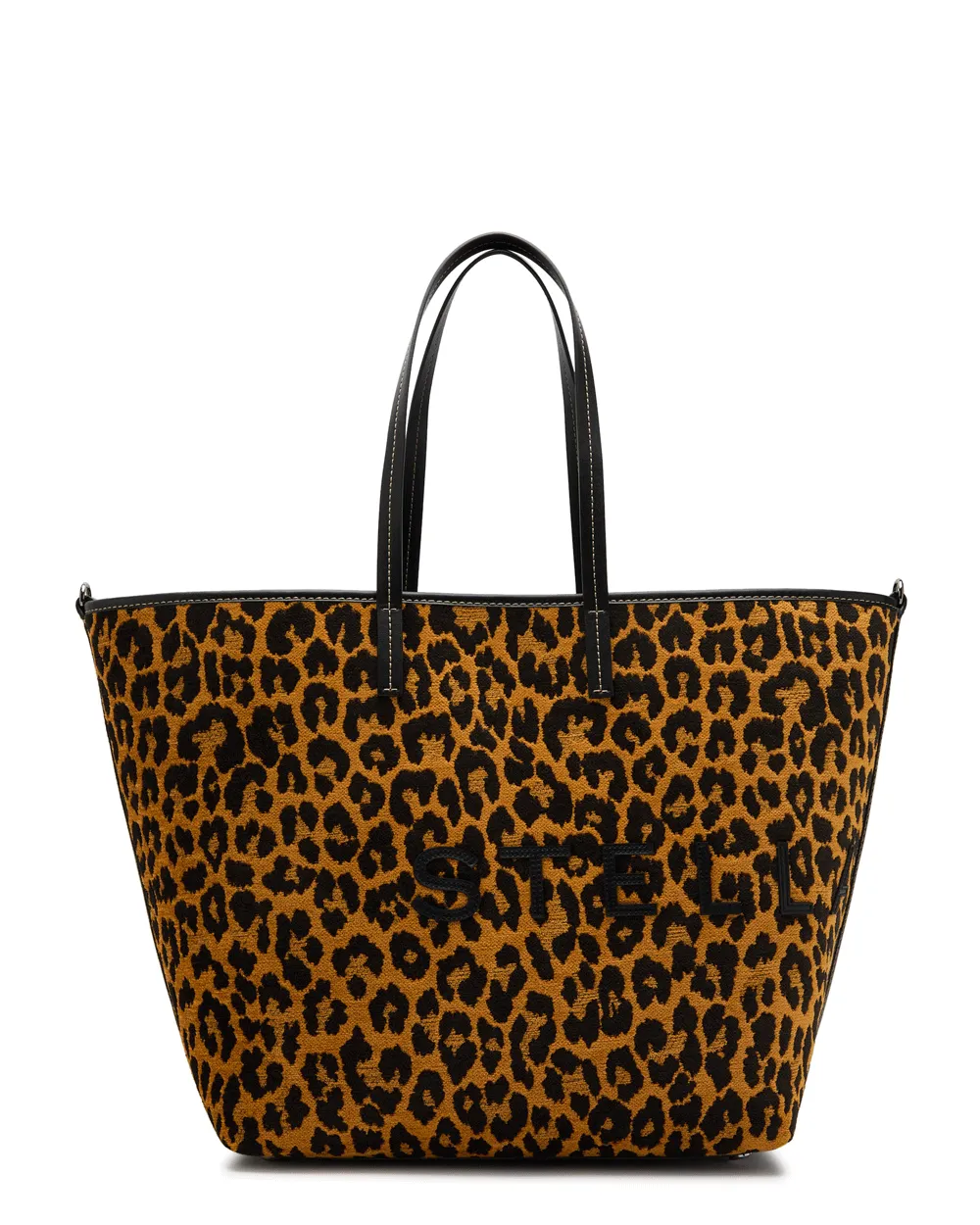 Large Logo Appliqué Jacquard Tote in Leopard