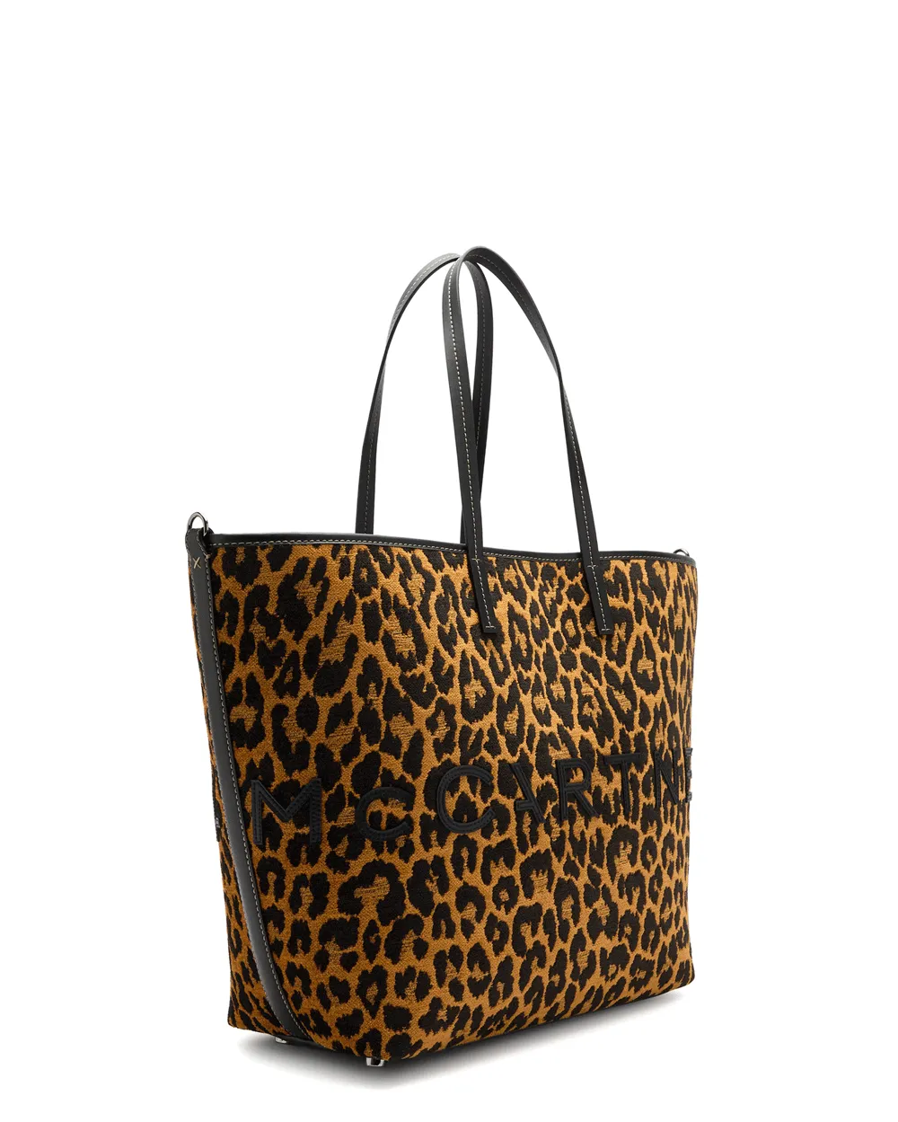 Large Logo Appliqué Jacquard Tote in Leopard