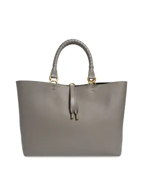 Large Marcie Grained Calfskin Leather Tote in Cashmere Grey