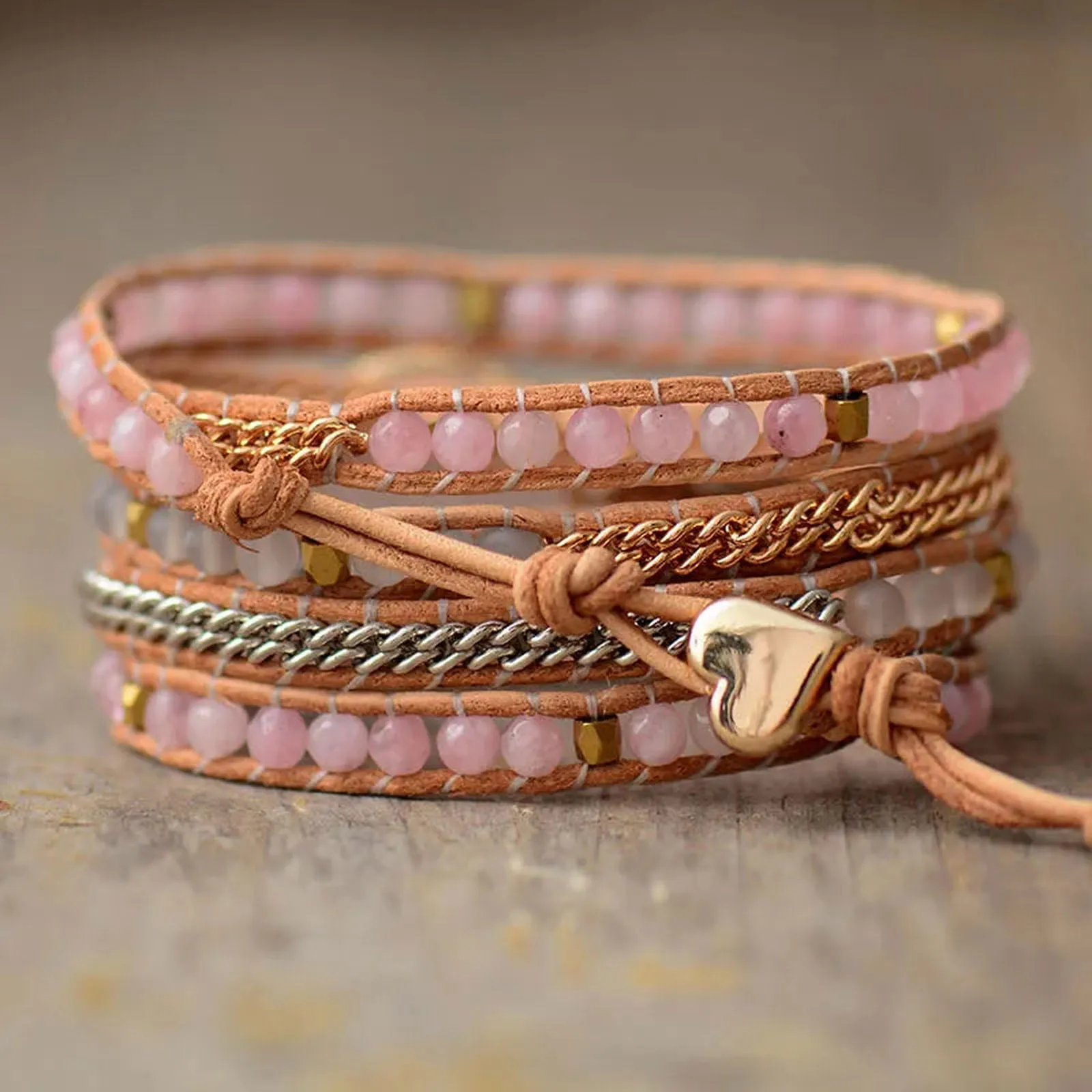 Lovely Pink Ocean 5 Wrap Bracelet