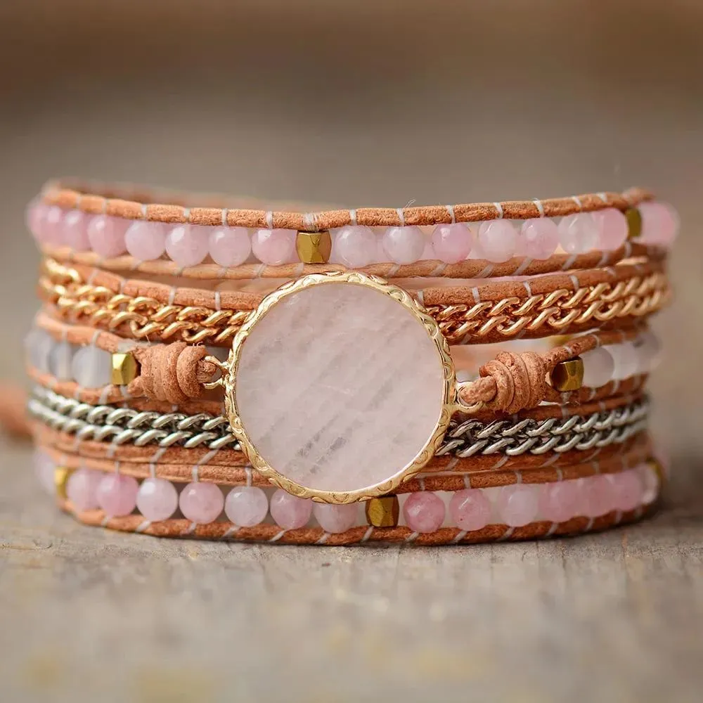 Lovely Pink Ocean 5 Wrap Bracelet