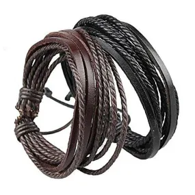 Maryam Black And Brown Leather Bracelet For Men And Boys