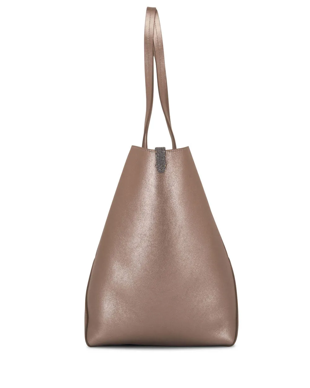 Metallic Leather Monili Tote in Pearl