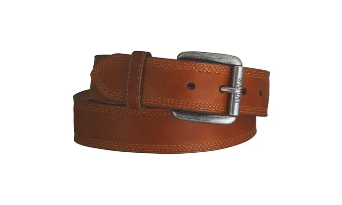 MF Western Ariat Western Mens Belt Work Triple Stitch Brown Sunshine Style A10004632