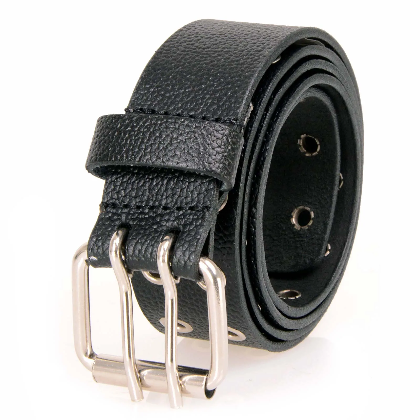 Milwaukee Leather MP7119 Men's Black Genuine Leather Grommet Detailing Nickel Buckle Belt for Motorcycle Rider